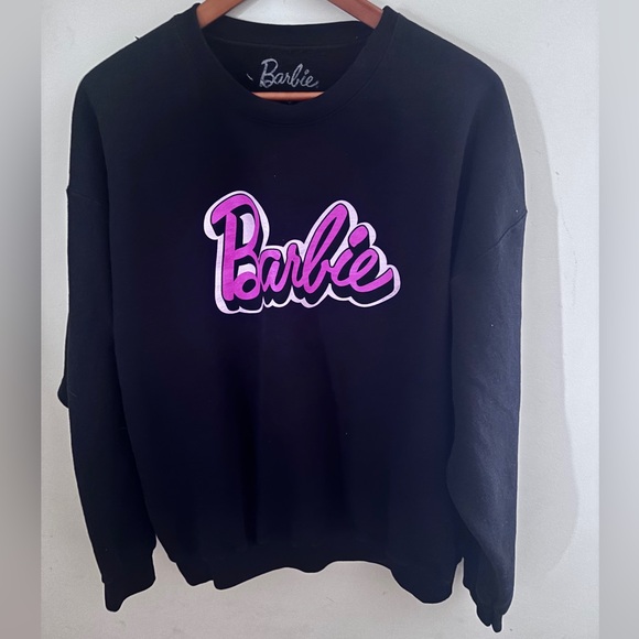 Barbie Sweaters - Barbie Logo Graphic Black Crewneck Sweatshirt Size: Large
